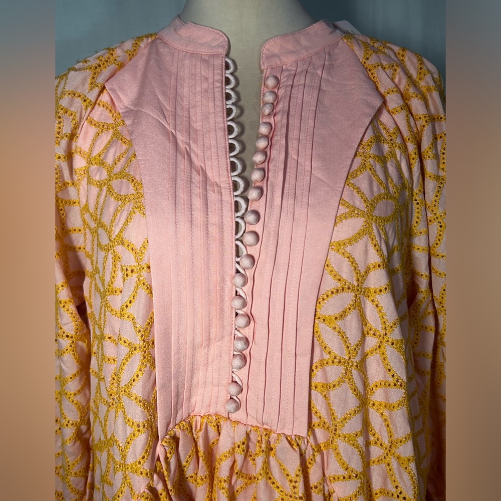 Aox Pink/orange Eyelet Dress - Picture 8 of 16